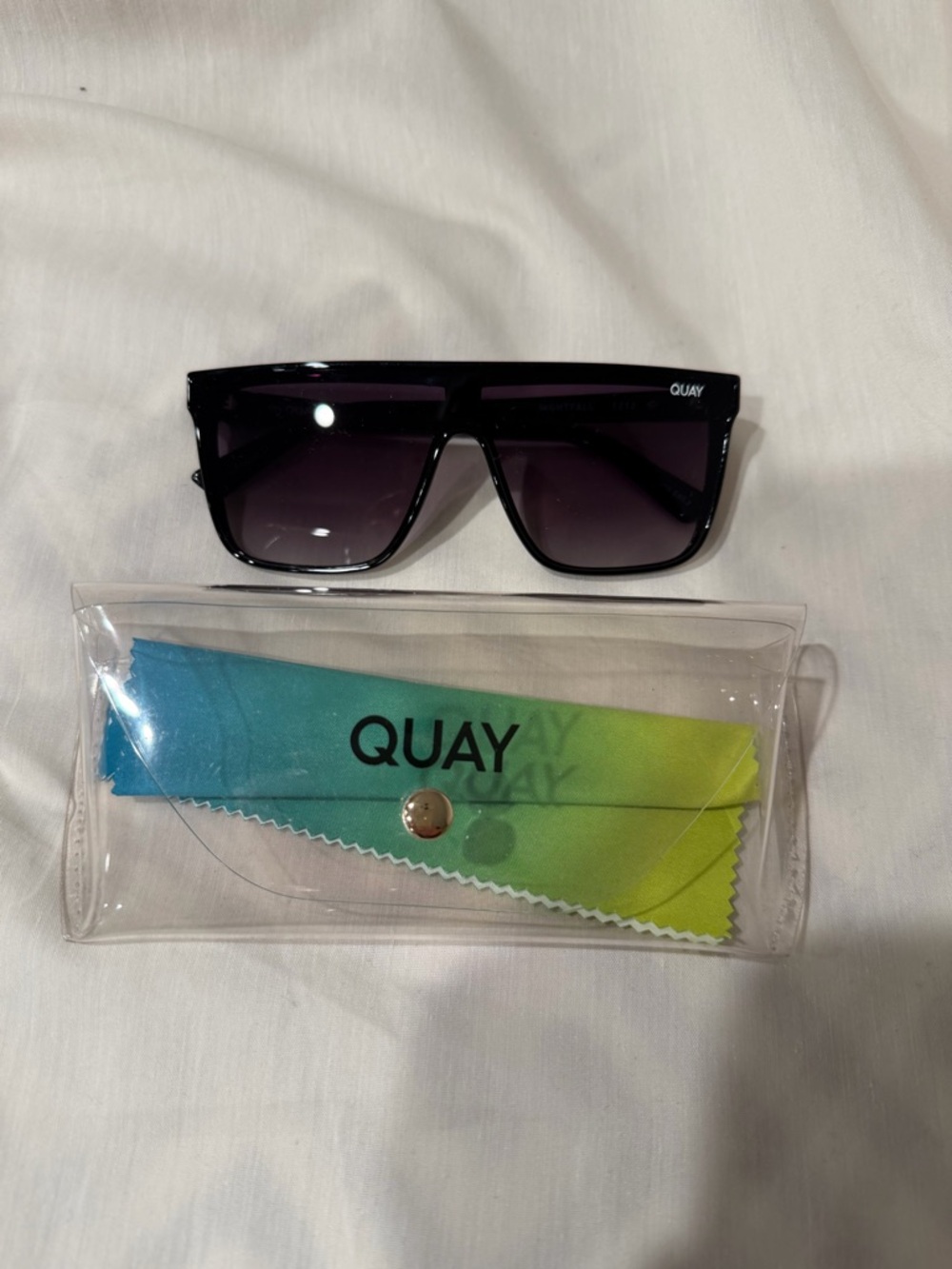 Quay Australia Nightfall Black Gradient Lens Oversized Shield Sunglasses